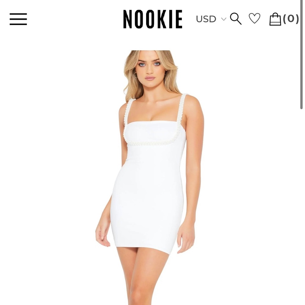 Nookie White Mini Dress with Beaded Trim